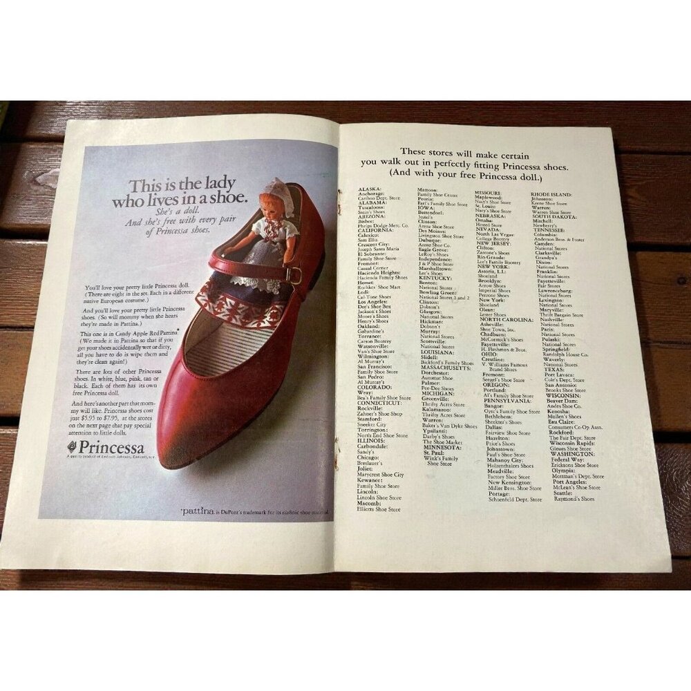 Princessa Shoes Vintage Print Ad 1960s Product Locations Endicott Johnson